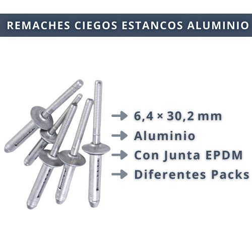 IBRIQO® Remaches Ciegos Estancos de Aluminio con Junta EPDM | 6,4x30,2mm - Imagen 5